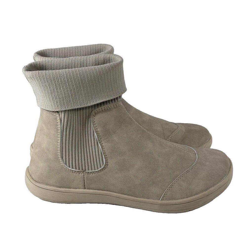 WHITIN Women's Ridgeway Barefoot Leather Chelsea Boots Beige Size 39